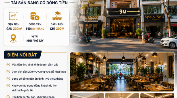 CẦN BÁN GẤP – MẶT TIỀN ĐƯỜNG NGUYỄN VĂN THOẠI - KHU PHỐ TÂY, GẦN BIỂN MỸ KHÊ