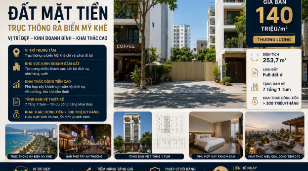 Bán đất Bà Huyện Thanh Quan, trục thông thằng ra biển Mỹ Khê, tiềm năng kinh doanh cao
