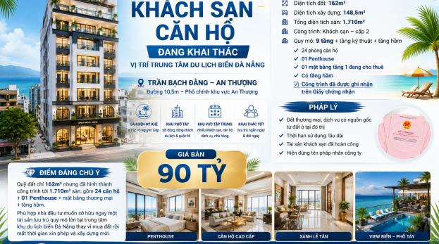 BÁN TÒA KHÁCH SẠN – CĂN HỘ ĐANG KHAI THÁC | TRẦN BẠCH ĐẰNG – AN THƯỢNG 