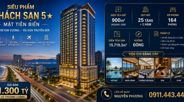 ĐẲNG CẤP HÀNG HIỆU: BÁN KHÁCH SẠN 5 SAO MẶT BIỂN VÕ NGUYÊN GIÁP ĐÀ NẴNG