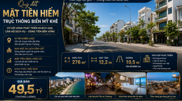 QUỸ ĐẤT HIẾM ĐƯỜNG PHAN TỨ MẶT TIỀN HƠN 12M, SÁT BIỂN MỸ KHÊ, ĐƯỢC XÂY CAO TẦNG